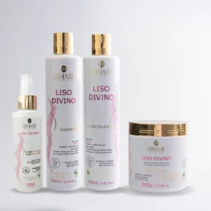 Kit Liso Divino Shampoo 300ml, Cond 300ml, Máscara 500g e Fluido Termoativado 120ml - DIHAIR